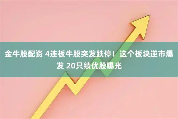 金牛股配资 4连板牛股突发跌停！这个板块逆市爆发 20只绩优股曝光